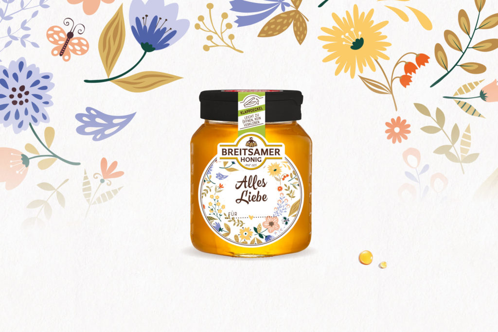 Breitsamer Honig mit "Alles Liebe" Etikett