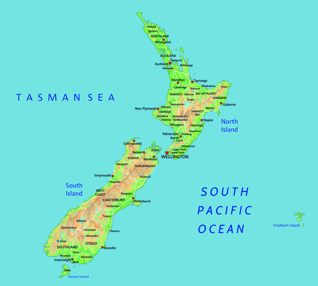 geografische Karte von Neuseeland