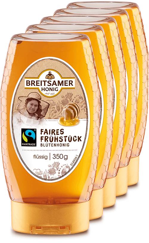 Fairtrade breakfast honey, liquid, 5x350g